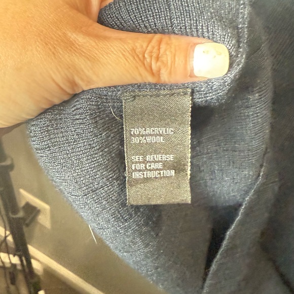 Cliche Navy Blue Striped Colorblock Bell Sleeve Pullover Sweater Size Medium - Picture 5 of 5